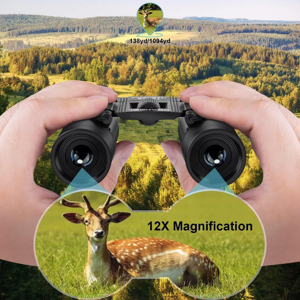 12X25 Mini Pocket Binoculars for Adults Kids, Small Compact Binoculars for Bird Watching, Opera Concert